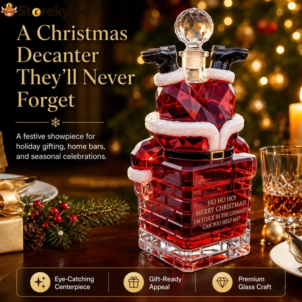 🎅 Santa Stuck in Chimney Decanter – Funny Holiday Whiskey Bottle 🥃