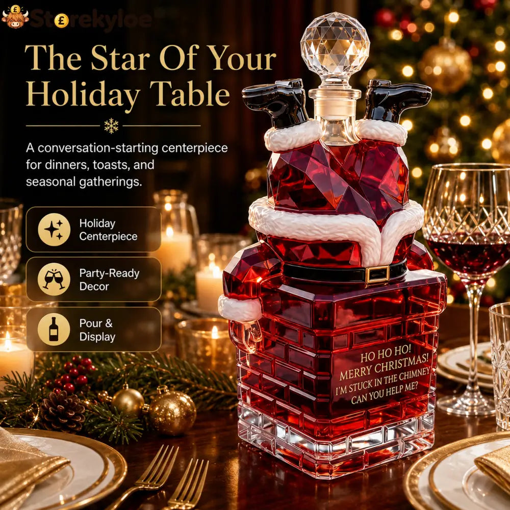 🎅 Santa Stuck in Chimney Decanter – Funny Holiday Whiskey Bottle 🥃