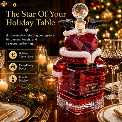 🎅 Santa Stuck in Chimney Decanter – Funny Holiday Whiskey Bottle 🥃