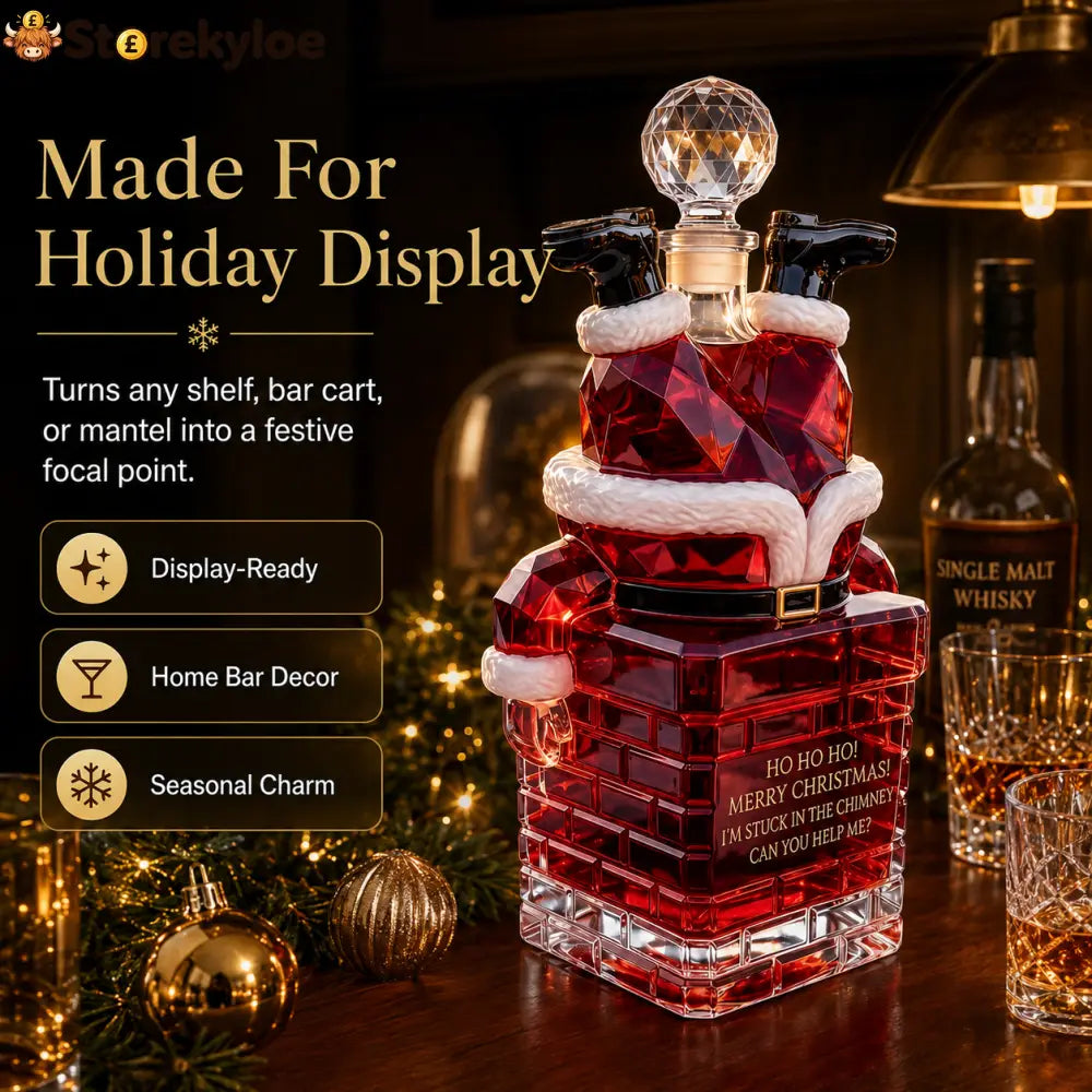 🎅 Santa Stuck in Chimney Decanter – Funny Holiday Whiskey Bottle 🥃