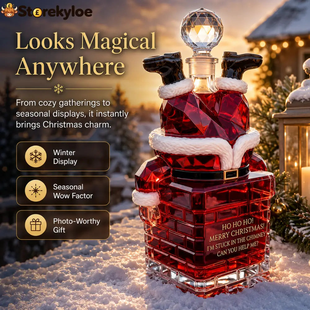 🎅 Santa Stuck in Chimney Decanter – Funny Holiday Whiskey Bottle 🥃