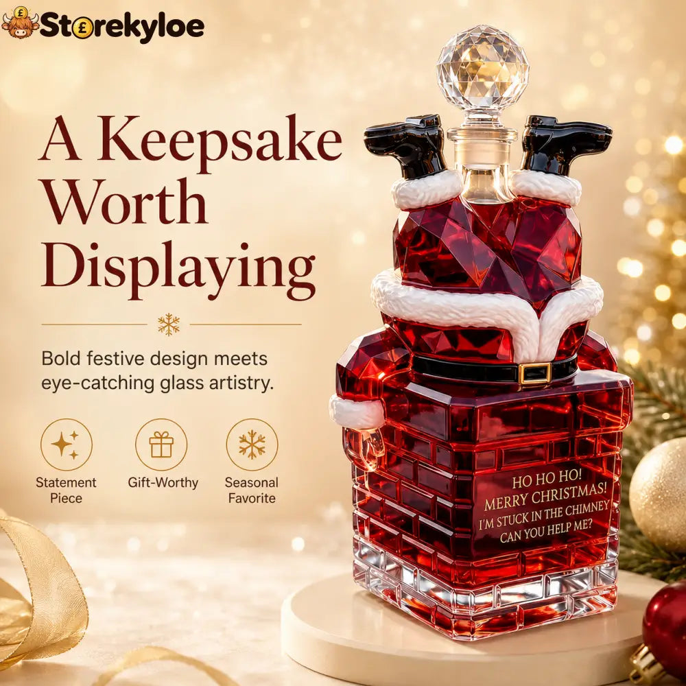 🎅 Santa Stuck in Chimney Decanter – Funny Holiday Whiskey Bottle 🥃