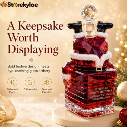 🎅 Santa Stuck in Chimney Decanter – Funny Holiday Whiskey Bottle 🥃
