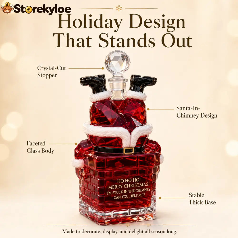 🎅 Santa Stuck in Chimney Decanter – Funny Holiday Whiskey Bottle 🥃