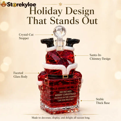 🎅 Santa Stuck in Chimney Decanter – Funny Holiday Whiskey Bottle 🥃
