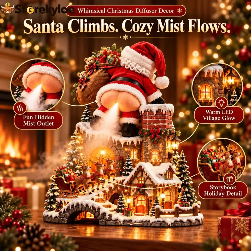 🎅 Santa’s Cheeky Christmas Village™ – Lighted Aroma Diffuser with Funny Santa Mist & Magical Holiday Glow
