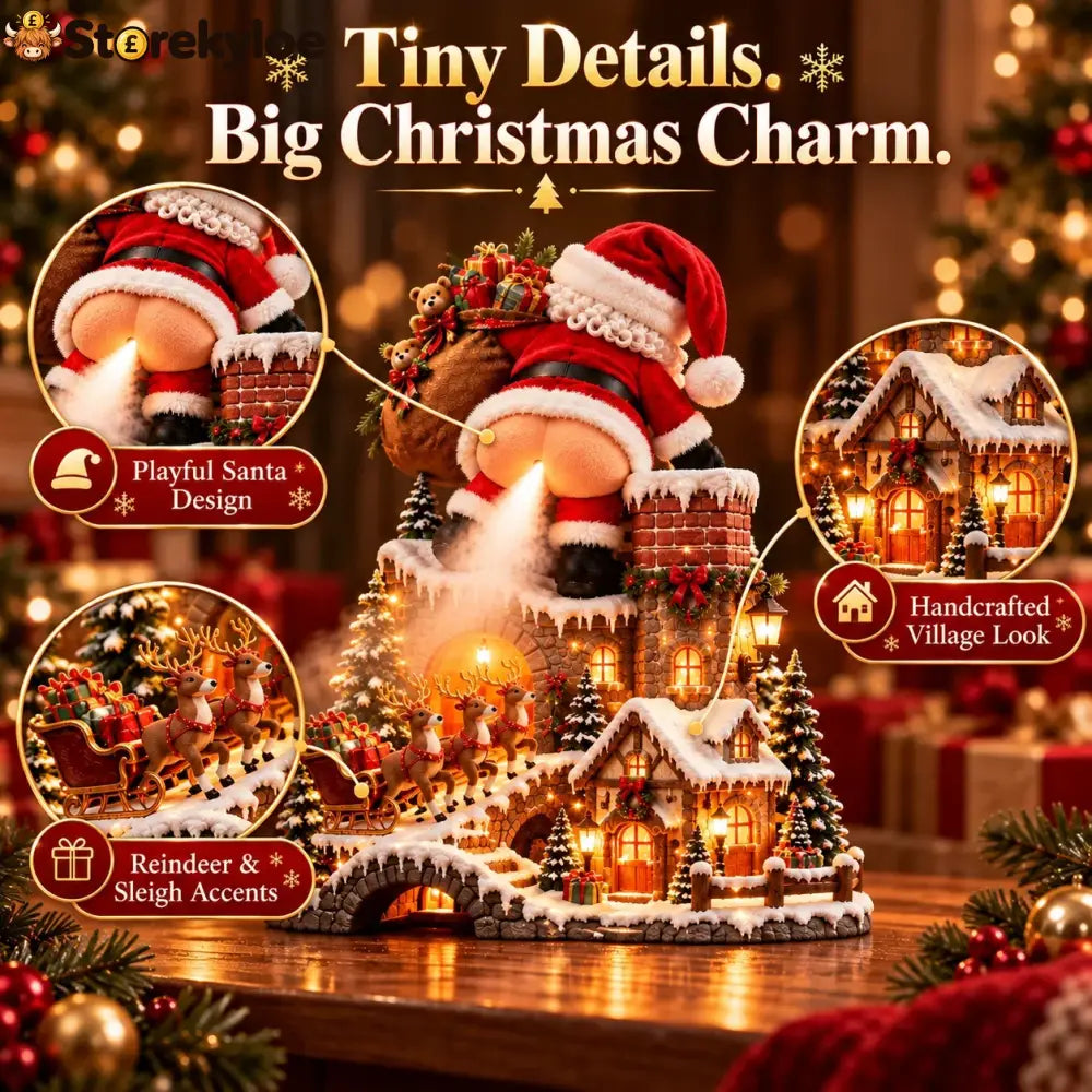 🎅 Santa’s Cheeky Christmas Village™ – Lighted Aroma Diffuser with Funny Santa Mist & Magical Holiday Glow