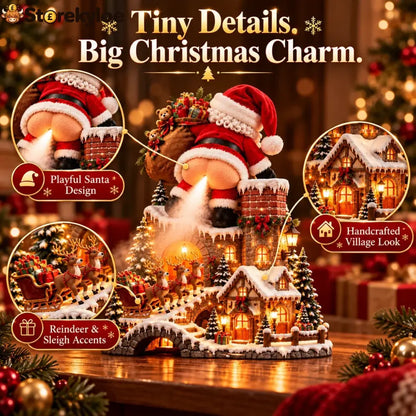🎅 Santa’s Cheeky Christmas Village™ – Lighted Aroma Diffuser with Funny Santa Mist & Magical Holiday Glow