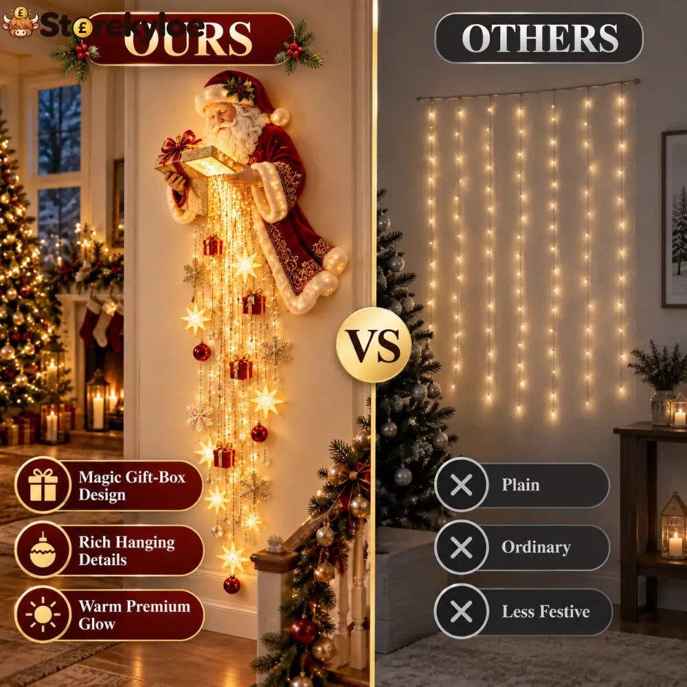 🎅 Santa’s Magical Gift Starfall Cascade™ | Lighted Christmas Wall Decor