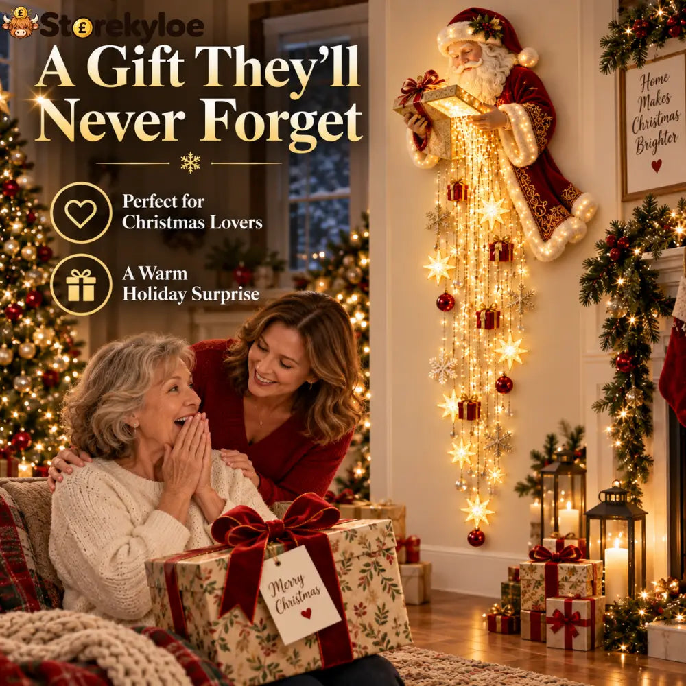 🎅 Santa’s Magical Gift Starfall Cascade™ | Lighted Christmas Wall Decor