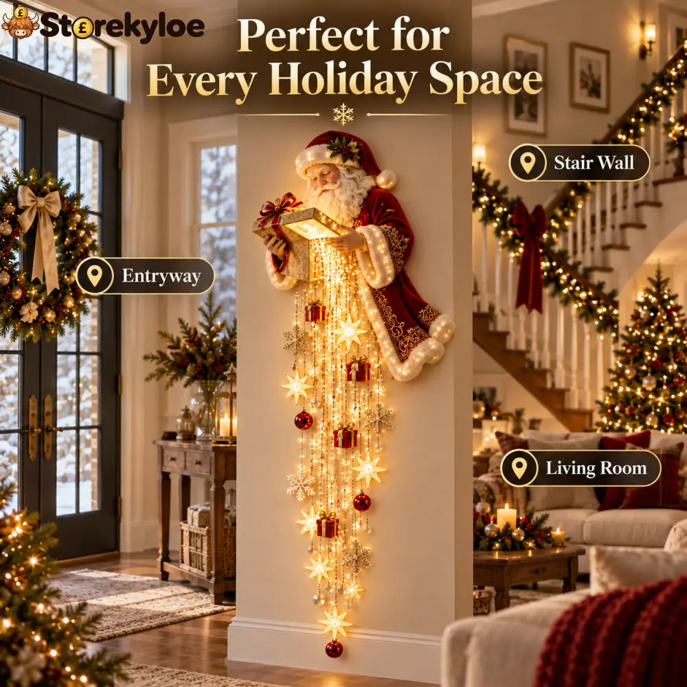 🎅 Santa’s Magical Gift Starfall Cascade™ | Lighted Christmas Wall Decor