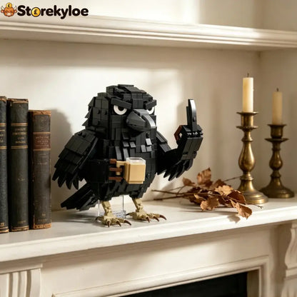 🐦‍⬛ Sarcastic Coffee Crow™ Building Block Set – Funny Do Not Disturb Desk Decor