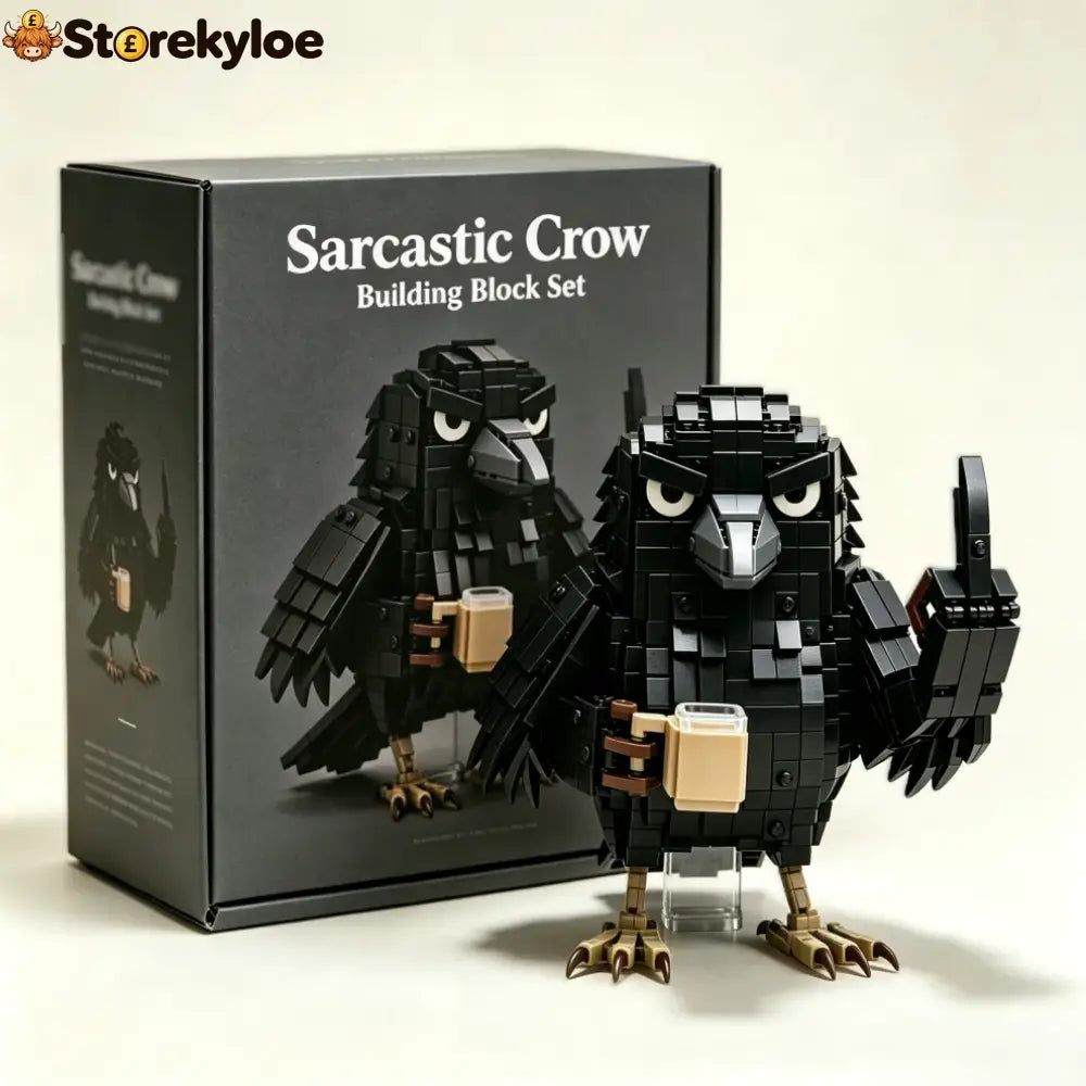 🐦‍⬛ Sarcastic Coffee Crow™ Building Block Set – Funny Do Not Disturb Desk Decor