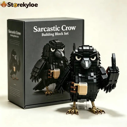 🐦‍⬛ Sarcastic Coffee Crow™ Building Block Set – Funny Do Not Disturb Desk Decor