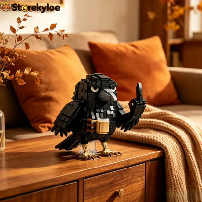 🐦‍⬛ Sarcastic Coffee Crow™ Building Block Set – Funny Do Not Disturb Desk Decor