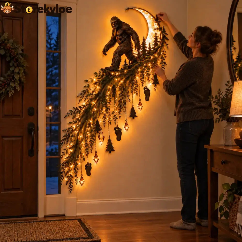 🔥😍🌙🦍 Sasquatch Moonlight Cascade – Enchanted Forest Décor