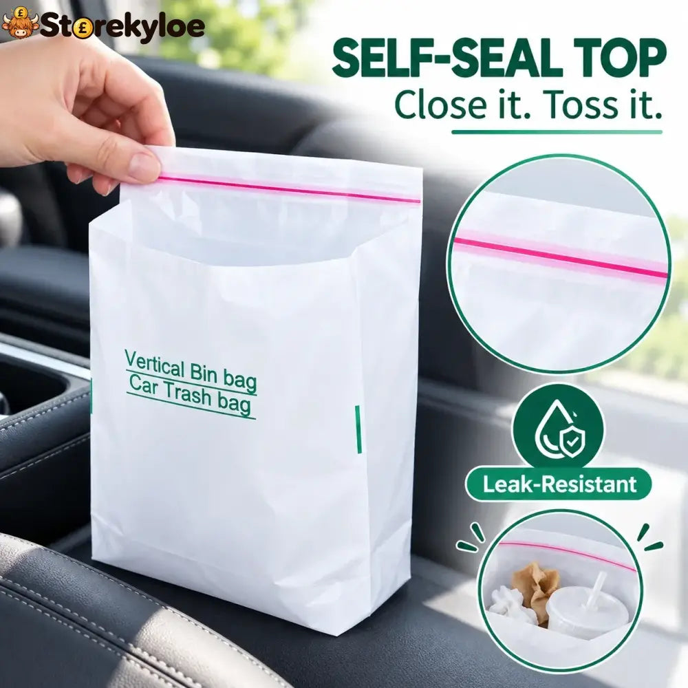 Self-Sealing Mini Trash Bags for Car Desk & Small Spaces
