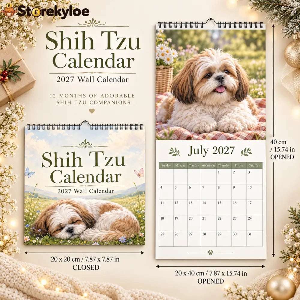 Shih Tzu 2027 Wall Calendar – Beautiful Shih‑Tzu Dog Art Calendar Perfect Gift for Shih Tzu Lovers