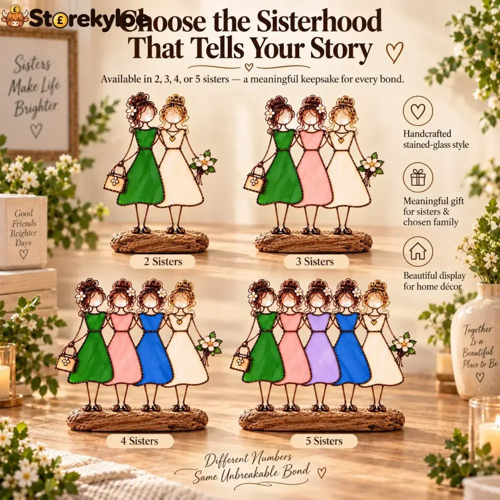 Side By Side Sisters Stained Glass-inspired Friendship Figurine