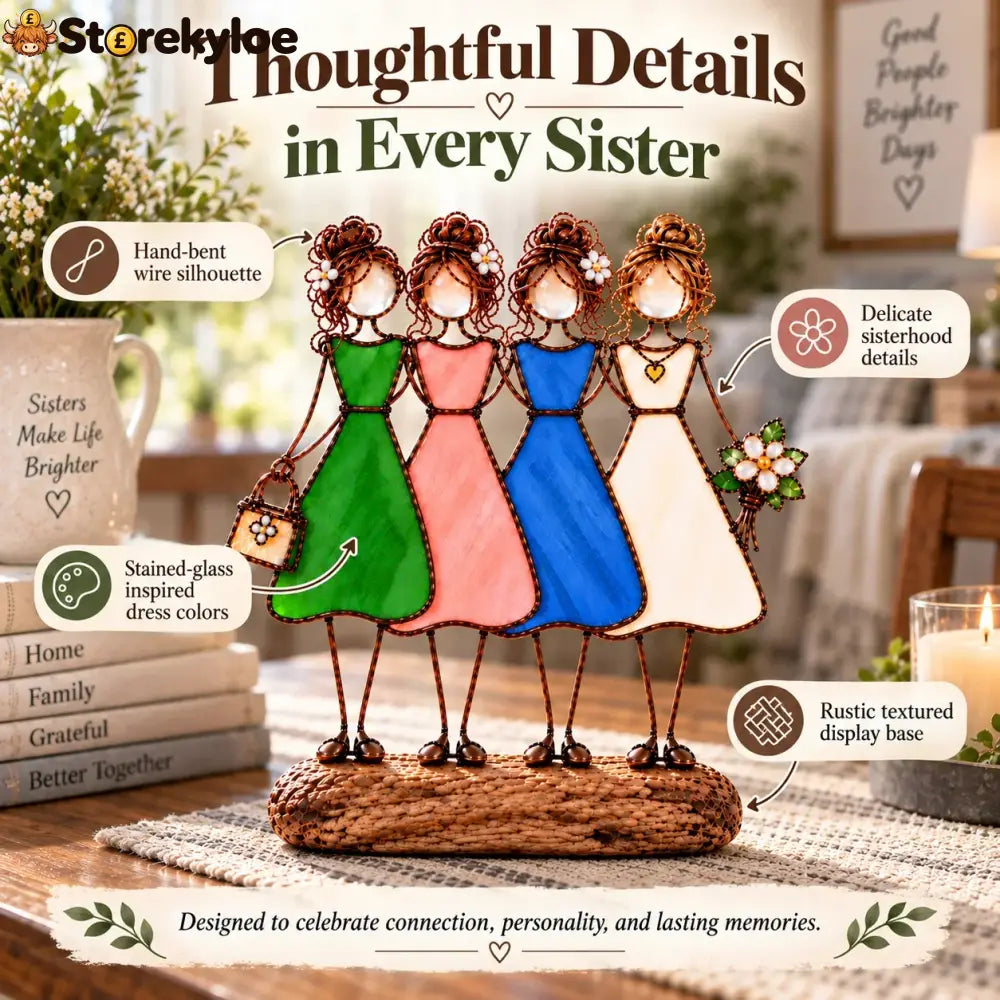 Side By Side Sisters Stained Glass-inspired Friendship Figurine