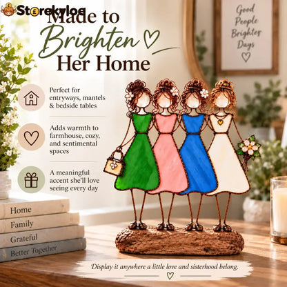 Side By Side Sisters Stained Glass-inspired Friendship Figurine