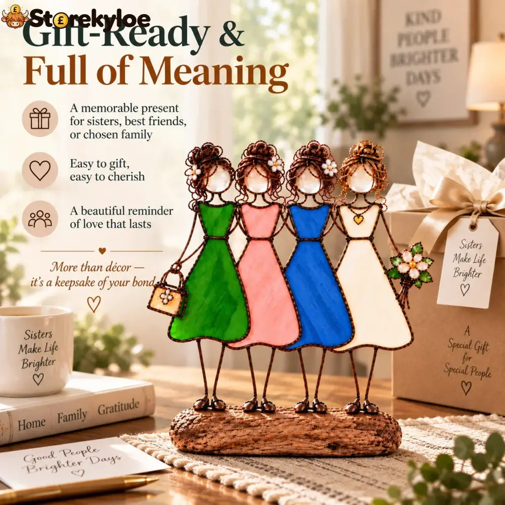 Side By Side Sisters Stained Glass-inspired Friendship Figurine