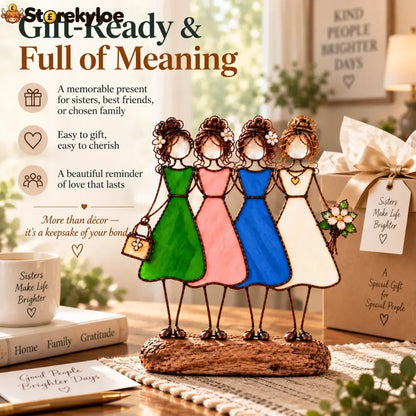 Side By Side Sisters Stained Glass-inspired Friendship Figurine