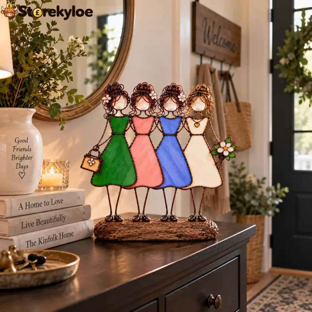 Side By Side Sisters Stained Glass-inspired Friendship Figurine