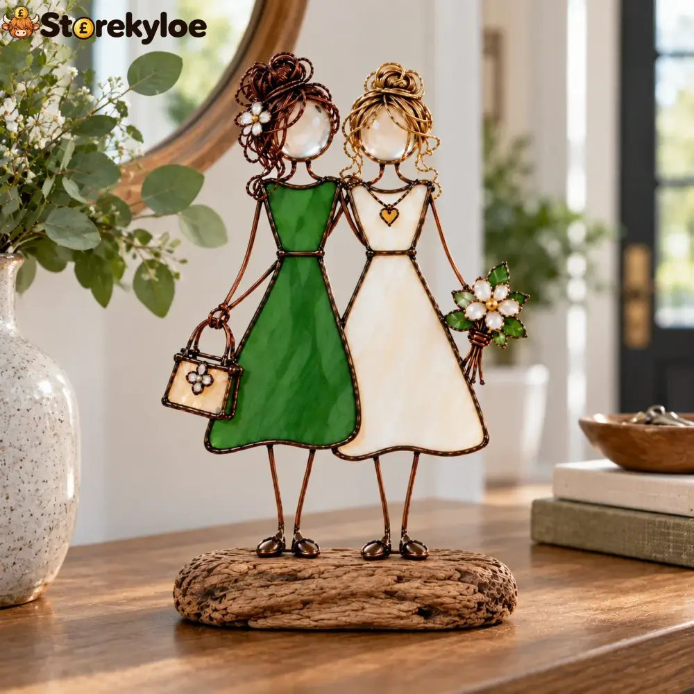 Side By Side Sisters Stained Glass-inspired Friendship Figurine - Two Sisters
