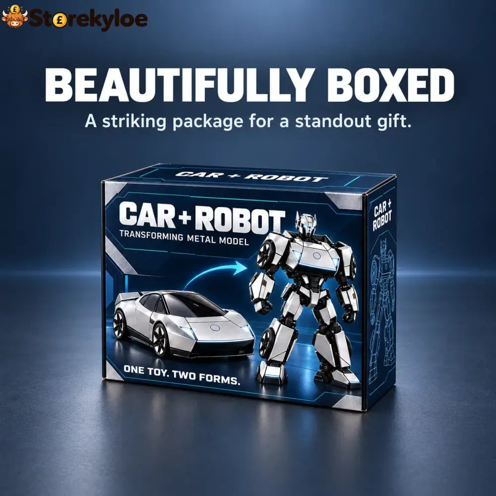 🏎️silver 2-in-1 Transforming Sports Car & Robot – Futuristic Mecha Figure