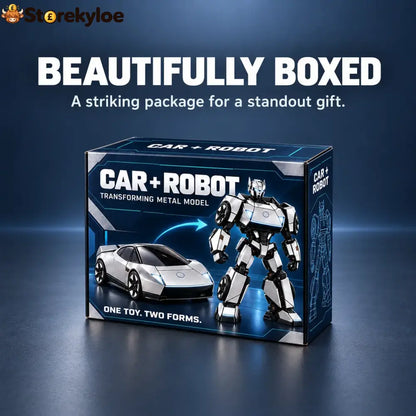 🏎️silver 2-in-1 Transforming Sports Car & Robot – Futuristic Mecha Figure