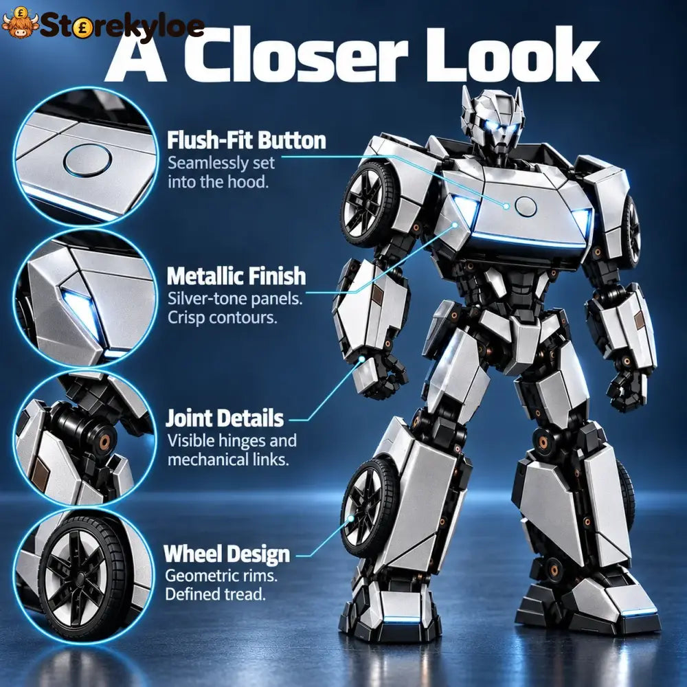 🏎️silver 2-in-1 Transforming Sports Car & Robot – Futuristic Mecha Figure