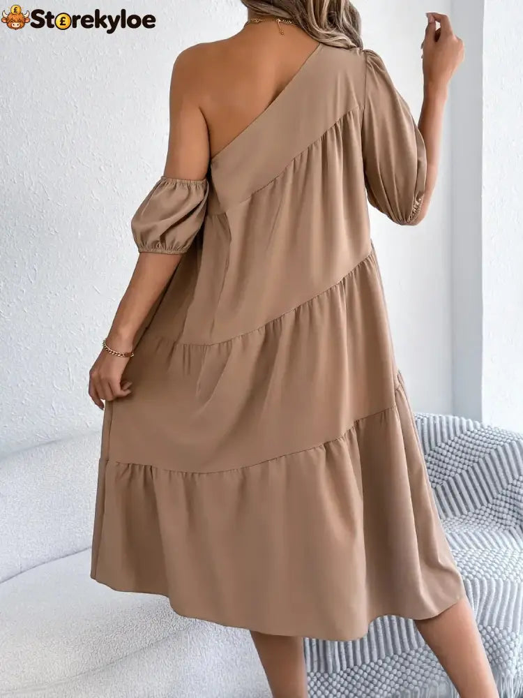 Single Shoulder Tiered Dress