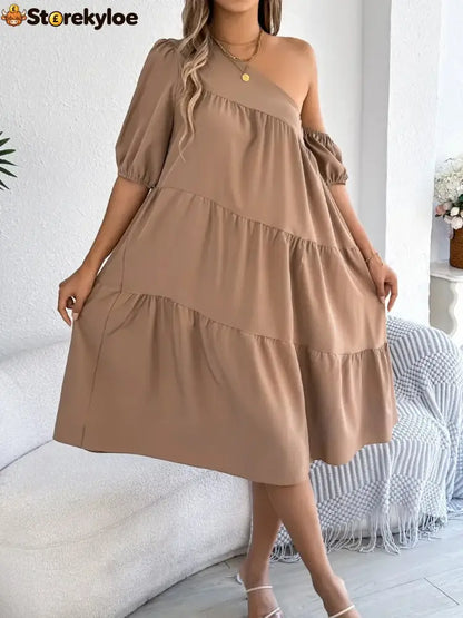 Single Shoulder Tiered Dress