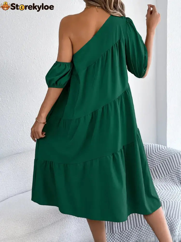 Single Shoulder Tiered Dress