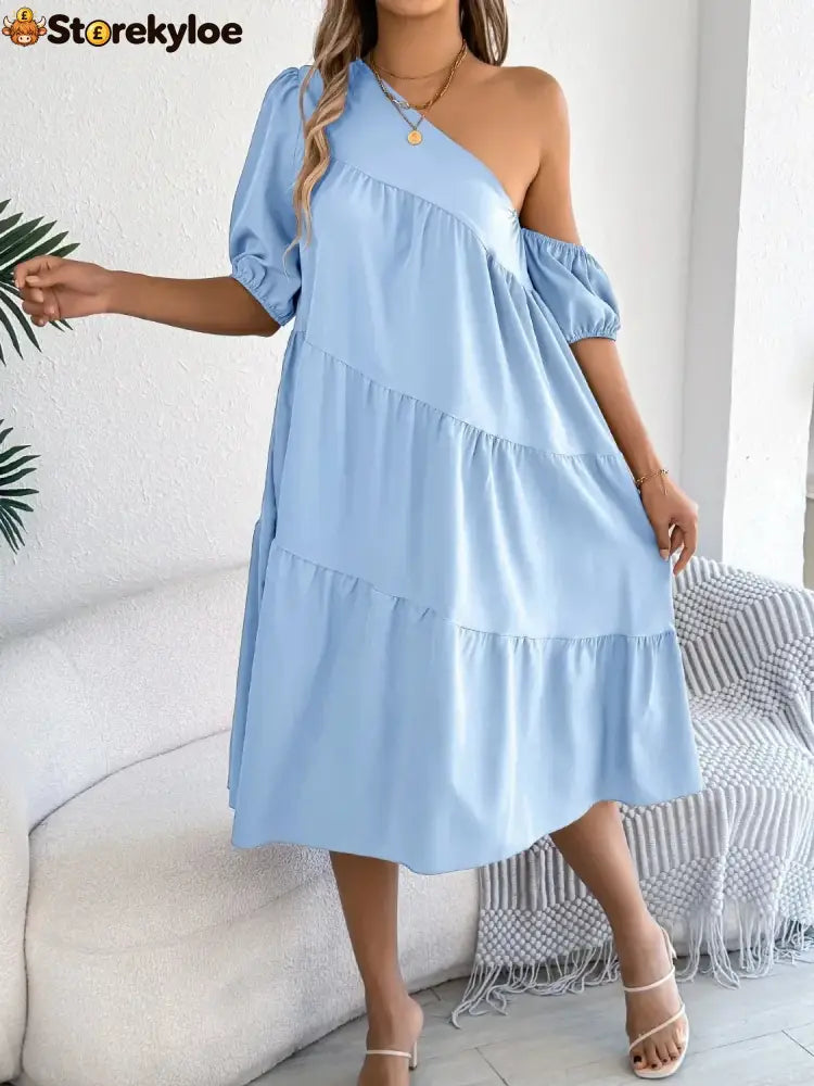 Single Shoulder Tiered Dress
