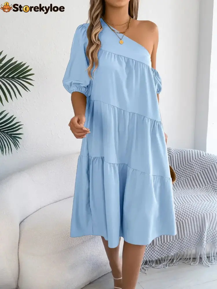 Single Shoulder Tiered Dress