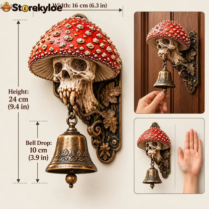 💀🍄 Skullcap Guardian™ – Gothic Mushroom Skull Door Bell With Vintage Bronze Chime