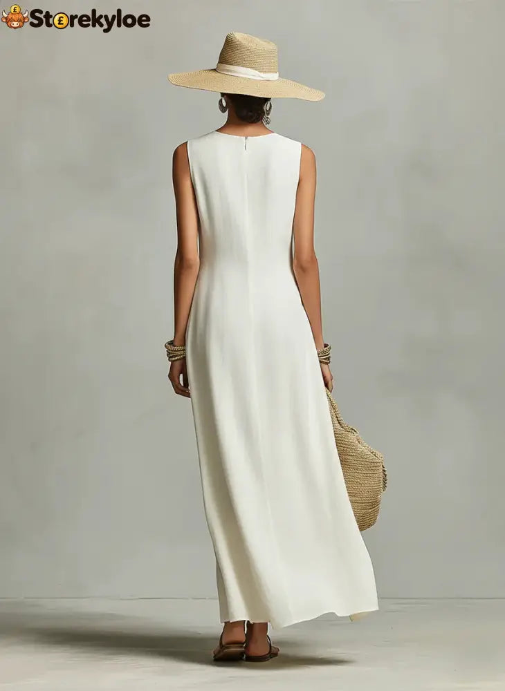 Sleeveless Asymmetrical Linen Maxi Dress
