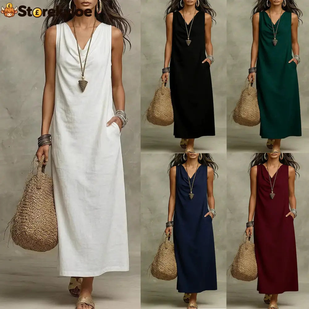 🌟 Sleeveless Linen Maxi Dress: Effortless Boho-Chic for Every Occasion