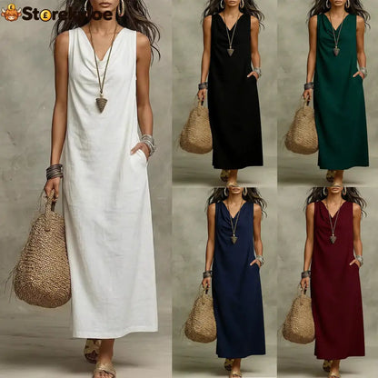 🌟 Sleeveless Linen Maxi Dress: Effortless Boho-Chic for Every Occasion