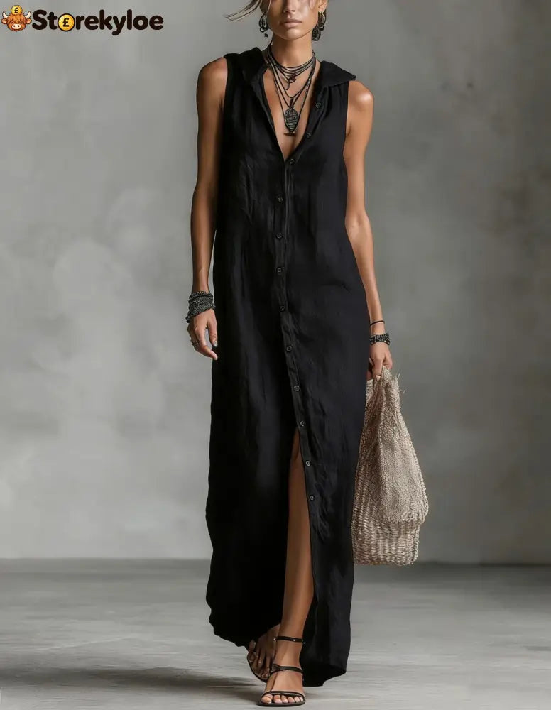 Sleeveless Long Dress Women’s One-piece Dress - Black / S
