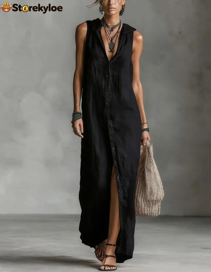 Sleeveless Long Dress Women’s One-piece Dress - Black / S