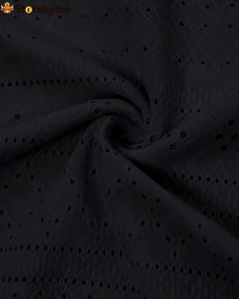 Sleeveless Ruched Cinched Waist Draped Bandeau Dress Eyelet Embroidery Slit Asymmetrical Hem Vacation Dress