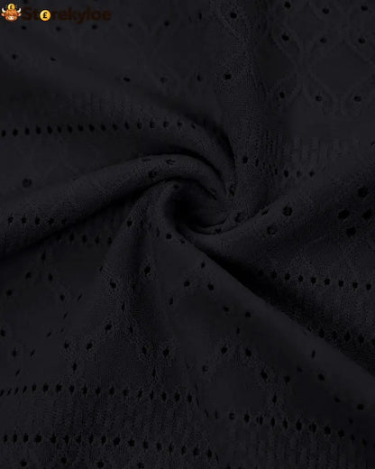 Sleeveless Ruched Cinched Waist Draped Bandeau Dress Eyelet Embroidery Slit Asymmetrical Hem Vacation Dress