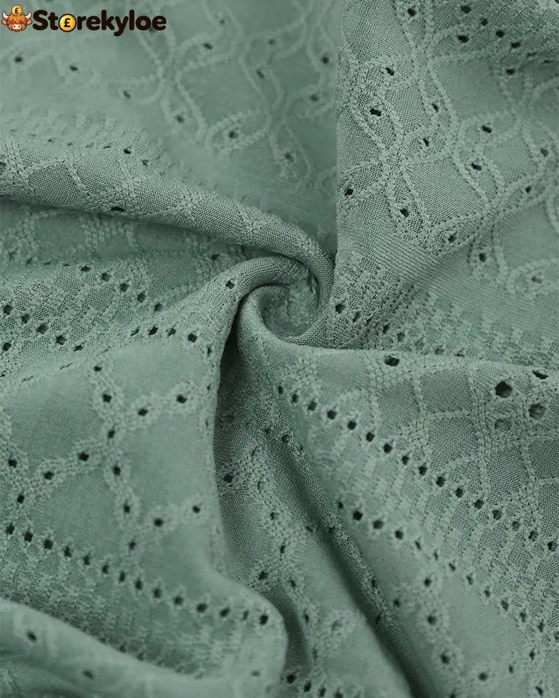 Sleeveless Ruched Cinched Waist Draped Bandeau Dress Eyelet Embroidery Slit Asymmetrical Hem Vacation Dress