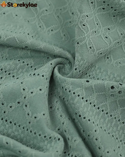Sleeveless Ruched Cinched Waist Draped Bandeau Dress Eyelet Embroidery Slit Asymmetrical Hem Vacation Dress