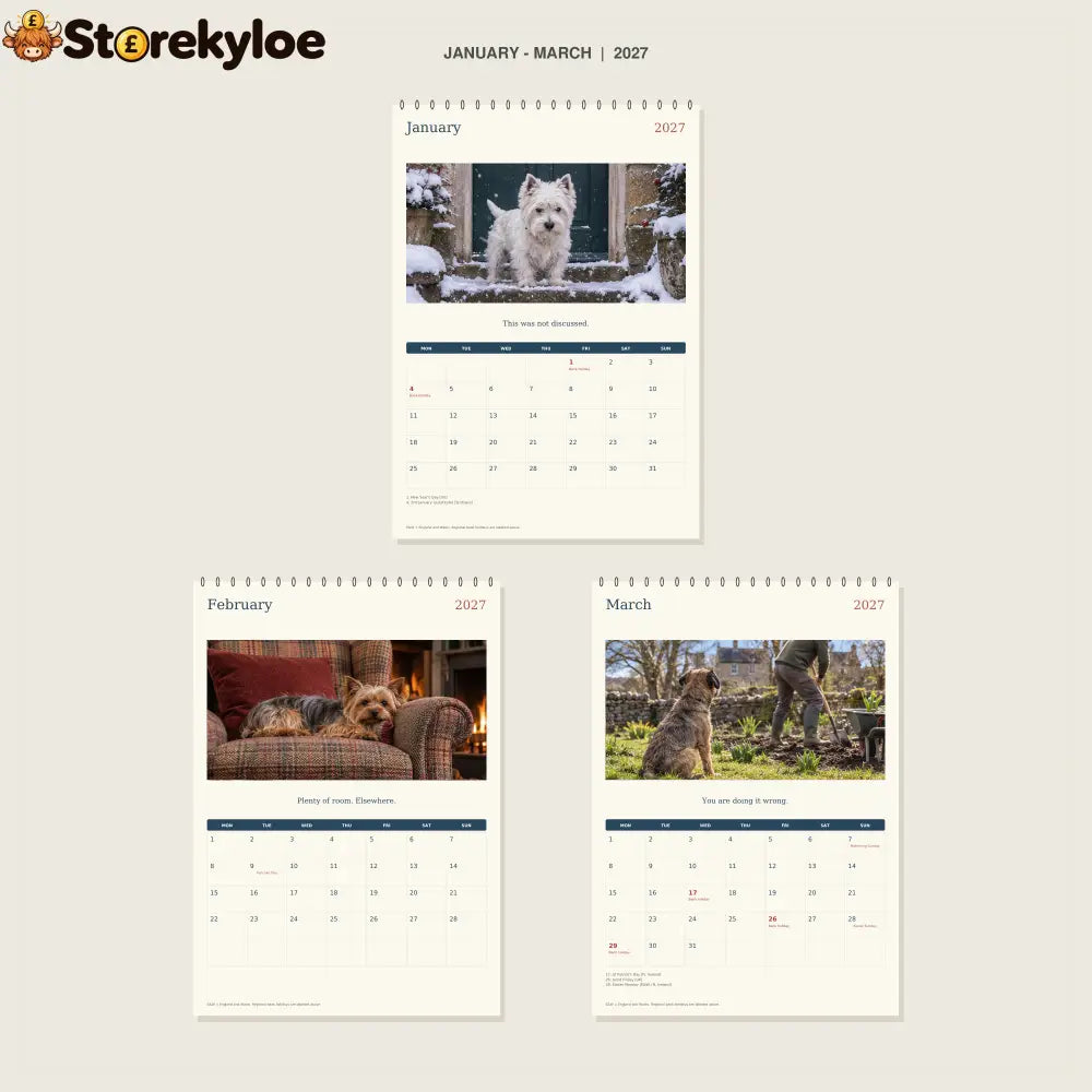 🔥Small Terrier Big Opinions - 2027 A4 Wall Calendar