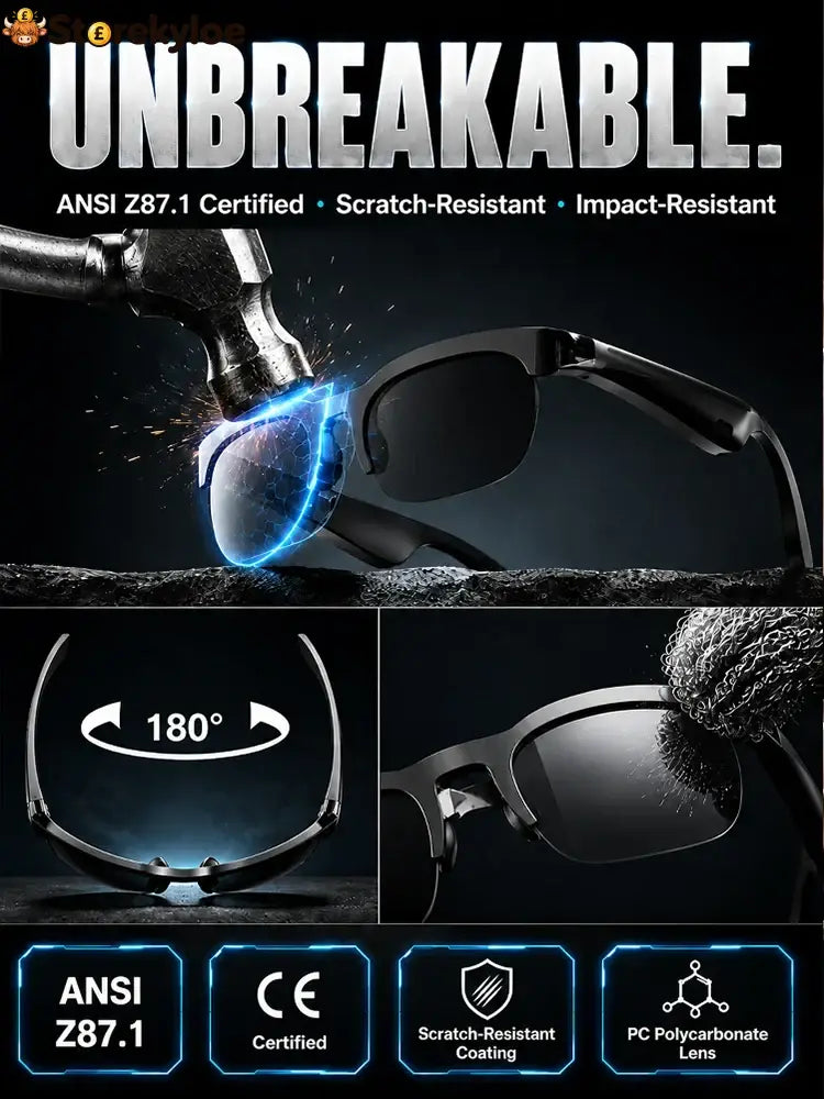 Smart Zoom Color-Changing Solar Real-Time AI Translation Glasses - Black