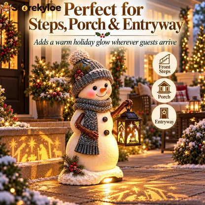 ⛄✨ Snowman Nativity Glow™ – Solar Christmas Step Light with Holy Family Projection 🎄✝️